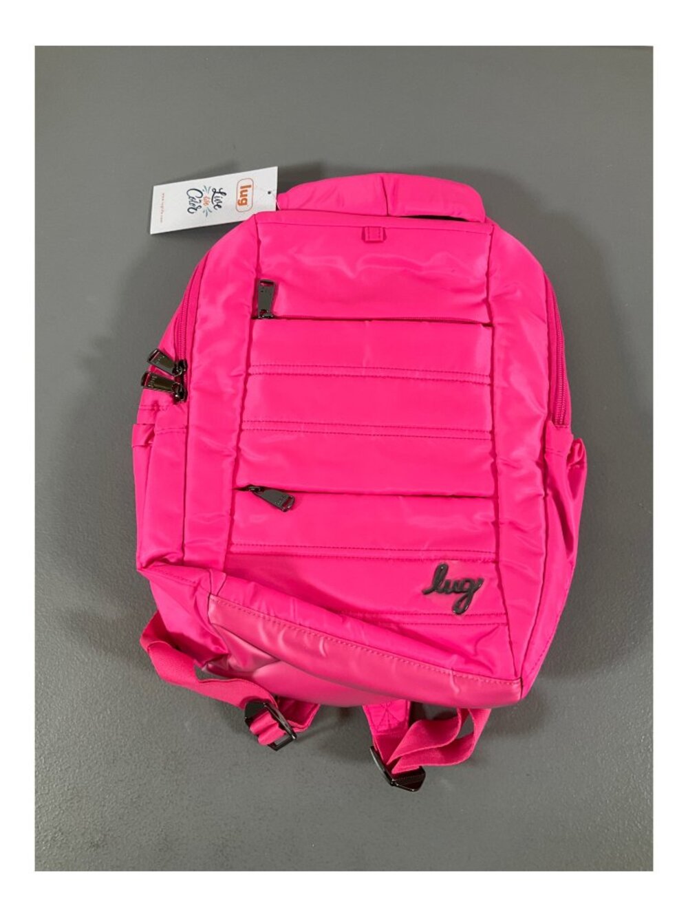 Lug Joy Hopper Unisex Color-Blocked Backpack - Vibrant Yellow with Floral Design